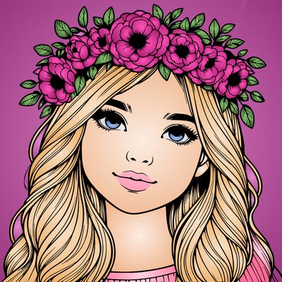 realistic girl with flower crown