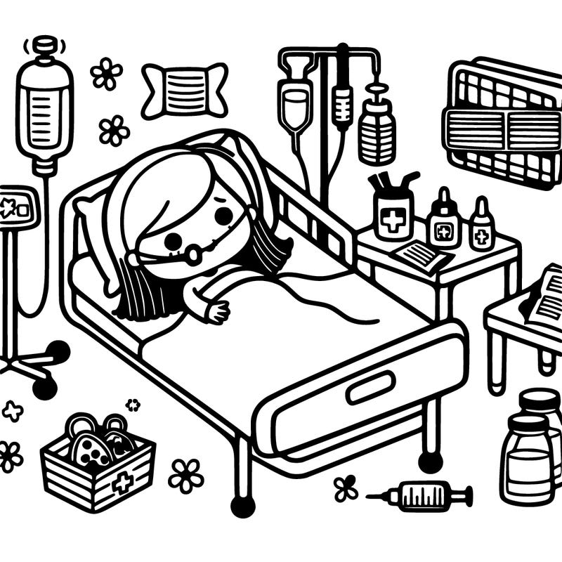 a girl in a hospital bed dead with lots of things to help her breathe