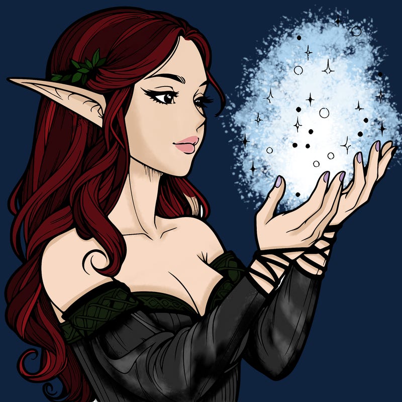 realistic elf girl doing magic