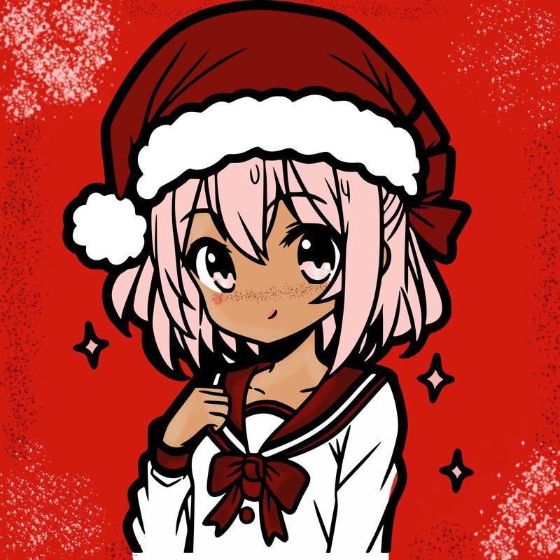 anime girl wearing a santa hat