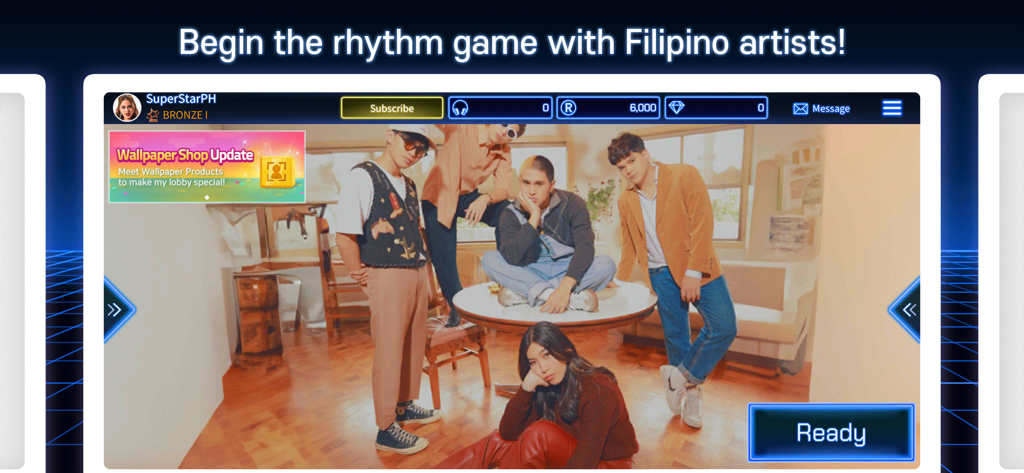 SuperStar PHILIPPINES - SuperStar PHILIPPINES lobby screen showing Filipino artists and game UI