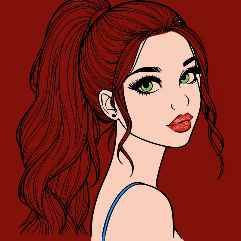 realistic pretty girl with high pony tail