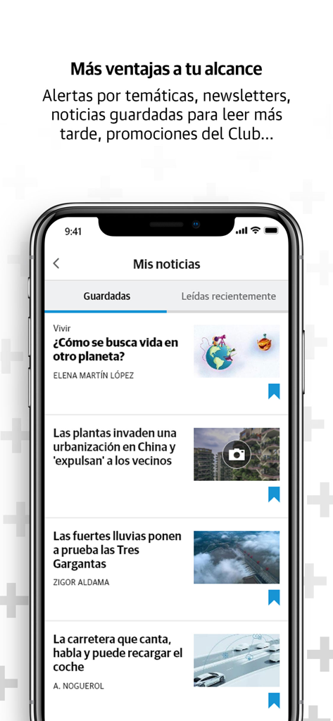 LA VERDAD - A mobile interface of the LA VERDAD app showing a list of saved news articles in Spanish with a bookmark feature.