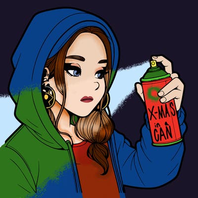 a realistic girl, spray painting