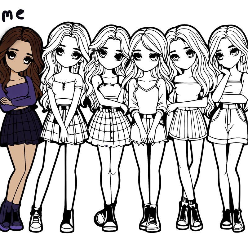 a group of girls realistic