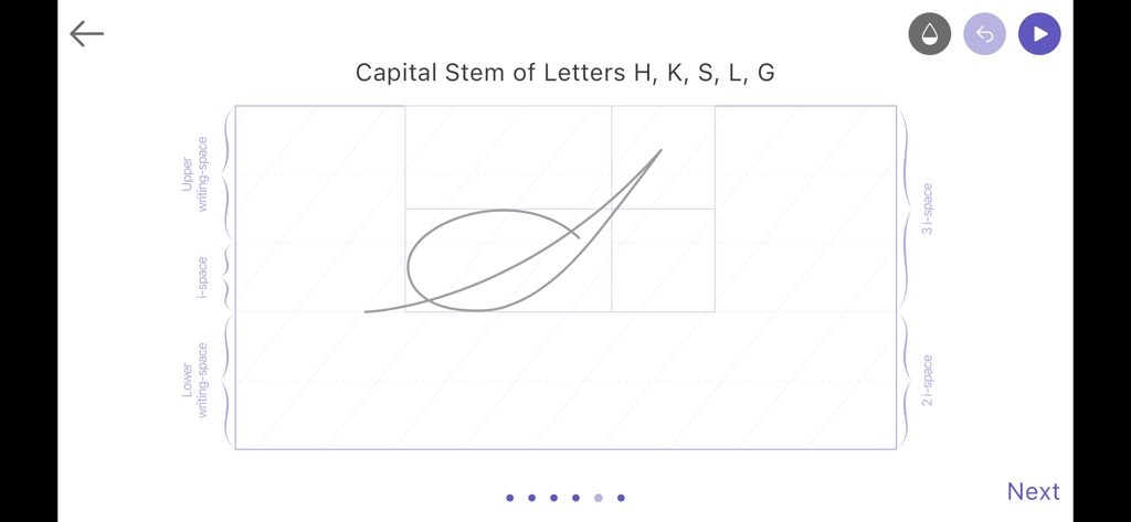 Calligraphy: Cursive Writing - Cursive calligraphy lesson showing the capital stem stroke on a grid guide