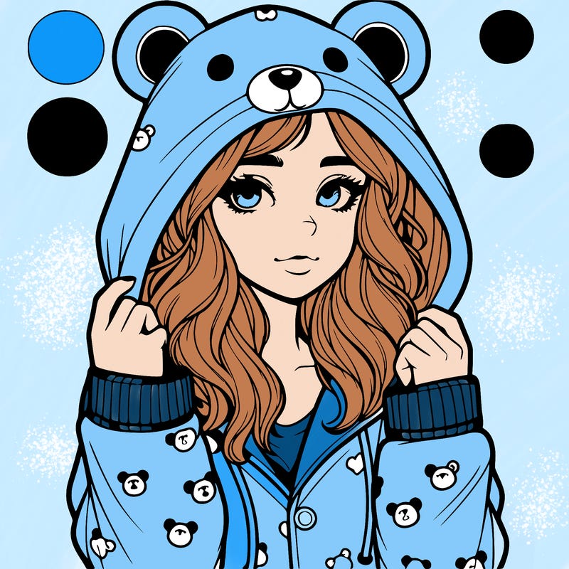realistic girl in a animal pjs hoodie