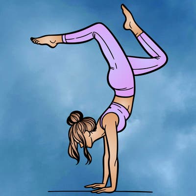 a woman doing a handstand