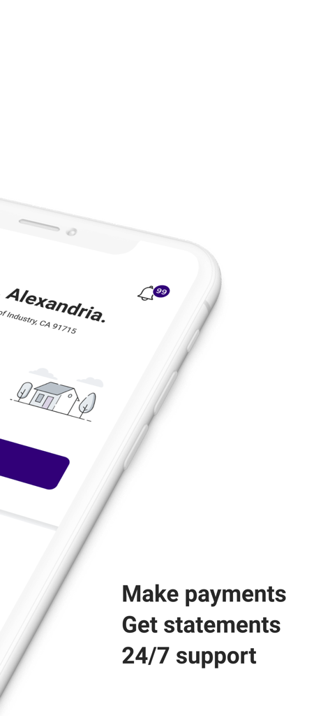 Your Mortgage Online - Ihre Hypothek Online-Mobil-App, die Funktionen zum Tätigen von Zahlungen, Abrufen von Kontoauszügen und Zugriff auf den 24/7-Support anzeigt.