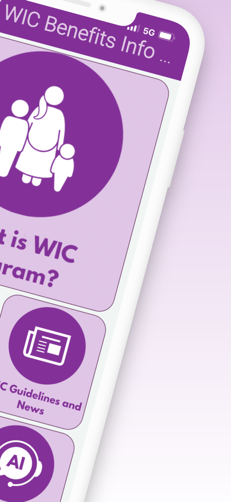 Interfaz principal de la aplicación Guía de Beneficios WIC mostrando secciones de información del programa y actualizaciones de noticias