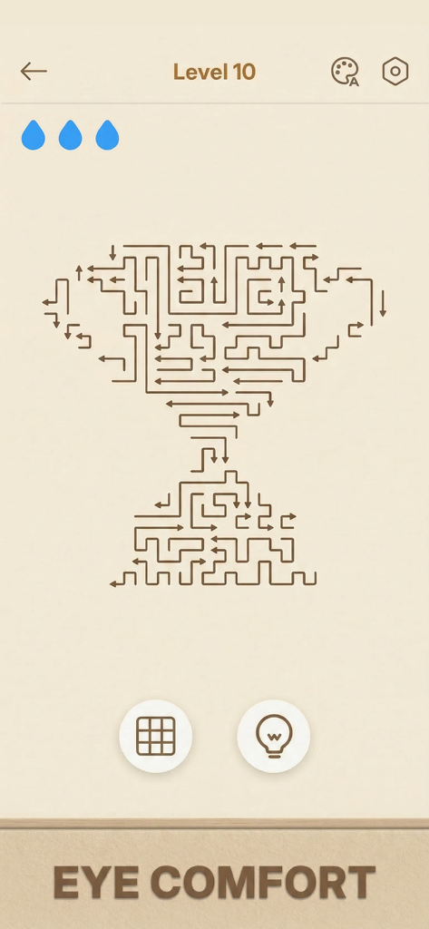 눈 편안한 시각 효과가 있는 미니멀리스트 트로피 모양 화살 퍼즐