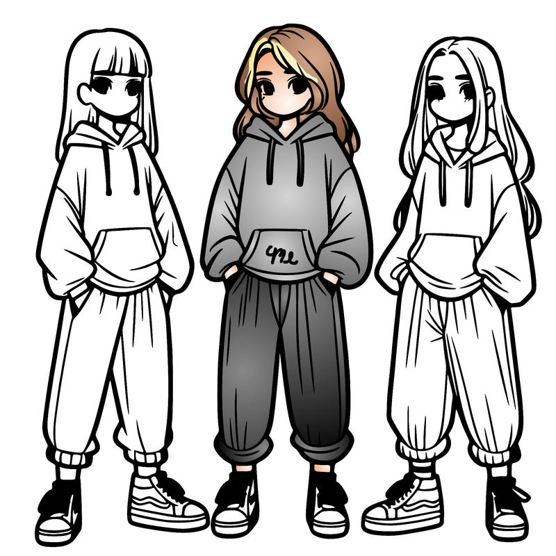 teenage girls wearing baggy clothes