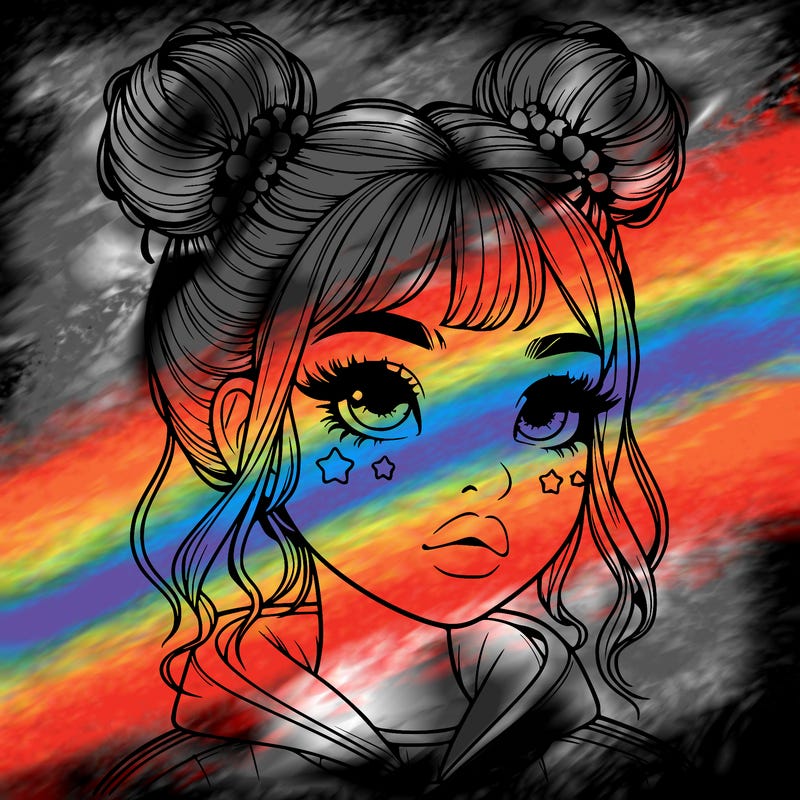 realistic girl with space buns