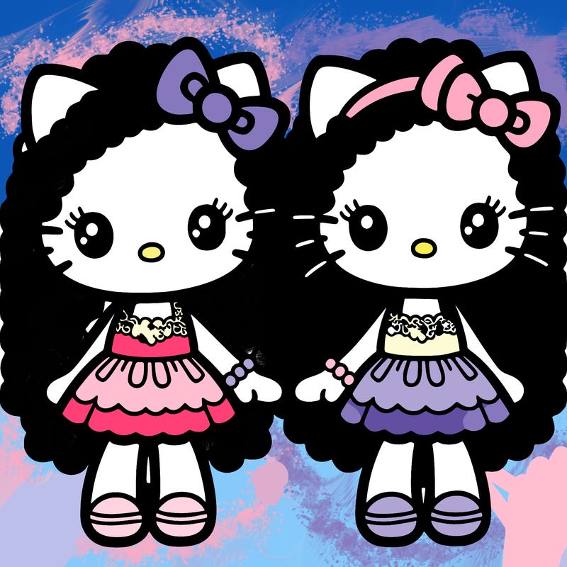 two black girls hello kitty