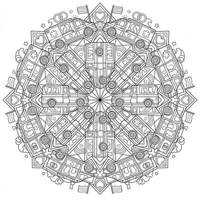 This unique coloring page beautifully combines the essential service of ambulances with the vibrant spirit of Pride Month in an intricate mandala design. Discover a detailed pattern that invites you to celebrate diversity, care, and community through your artistic expression.