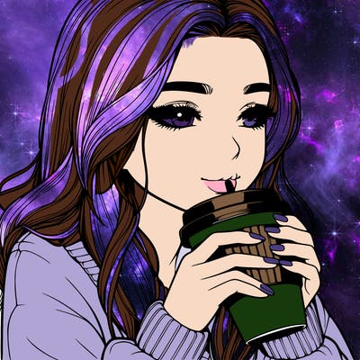 realistic girl drinking coffee