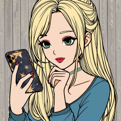 realistic girl with a  iphone