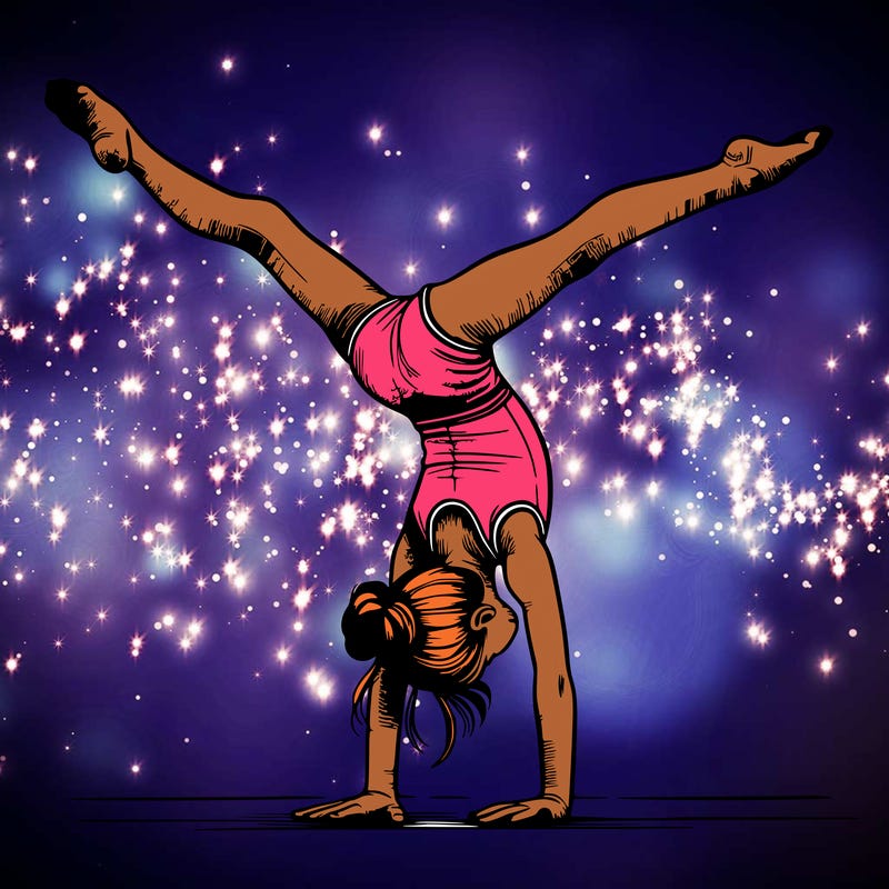 realistic gymnastic hand stand girl in four splits