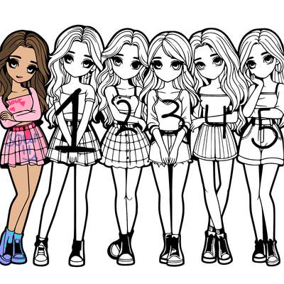 a group of girls realistic