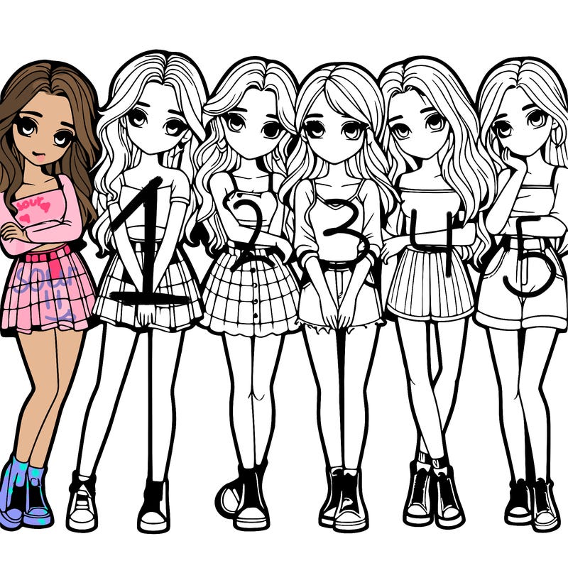 a group of girls realistic