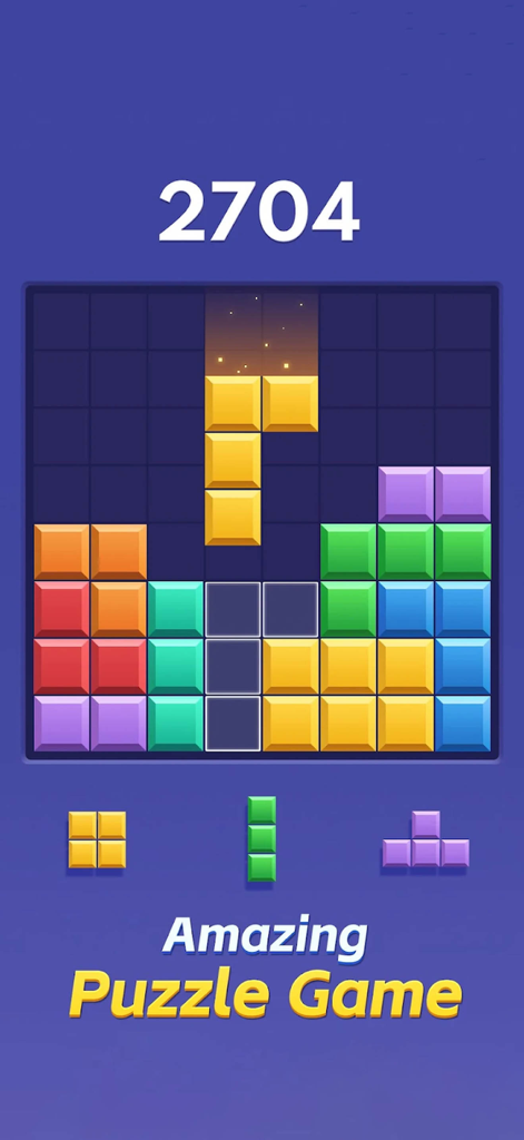 Block Blast - Color Block Jam! - Pantalla de juego de Block Blast que muestra una cuadrícula de puzzle de bloques coloridos y la puntuación
