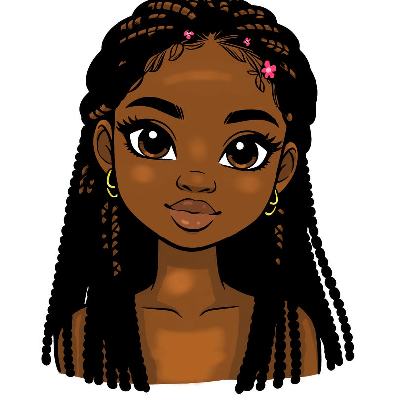 a realistic black girl with braids