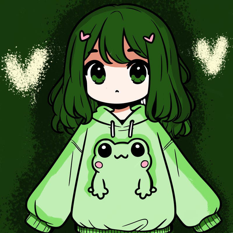 girl wearing frogging sweatshirt