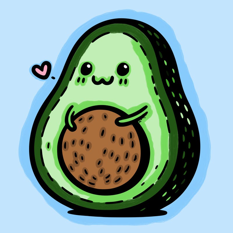 an avocado hugging an avocado