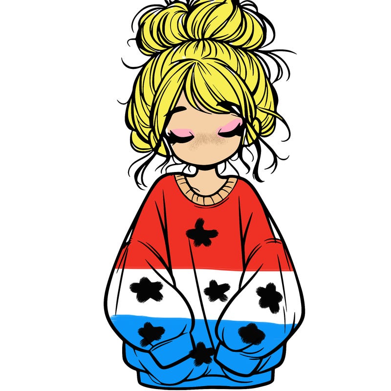 girl with baggy sweatshirt and messy bun