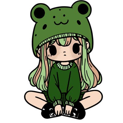 a girl wearing a frog hat and some frog socks
