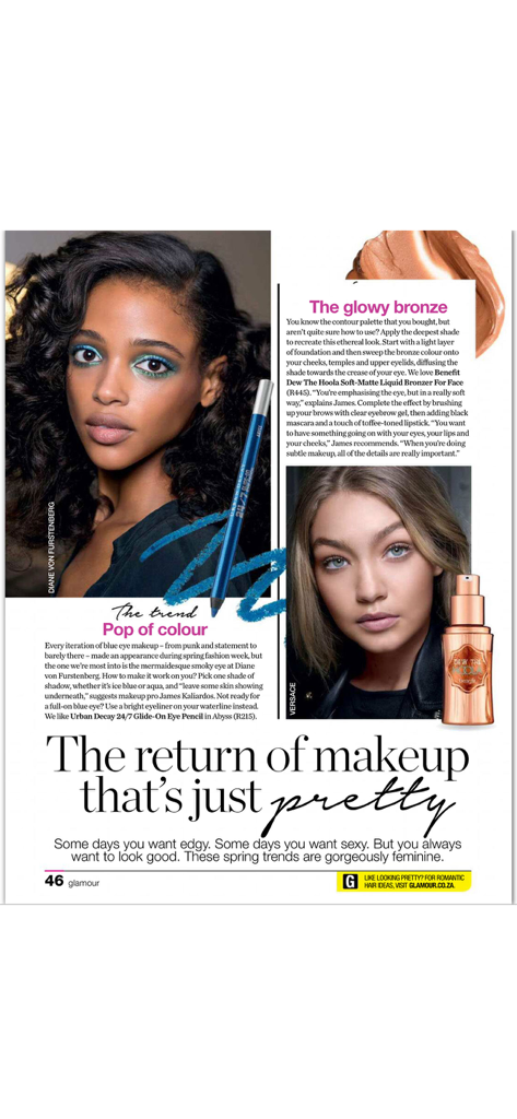 GLAMOUR South Africa - Tendências de beleza e dicas de maquiagem do layout da revista no aplicativo Glamour África do Sul