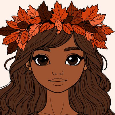 realistic girl with fall leaf crown