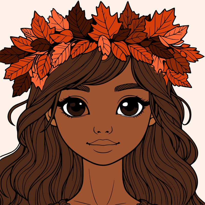 realistic girl with fall leaf crown