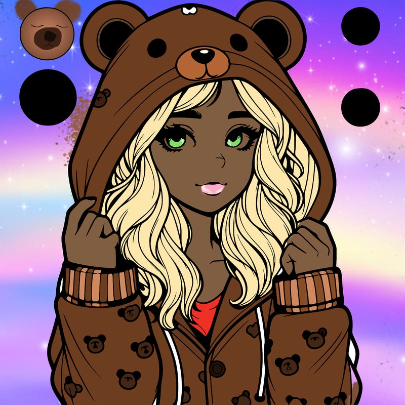 realistic girl in a animal pjs hoodie