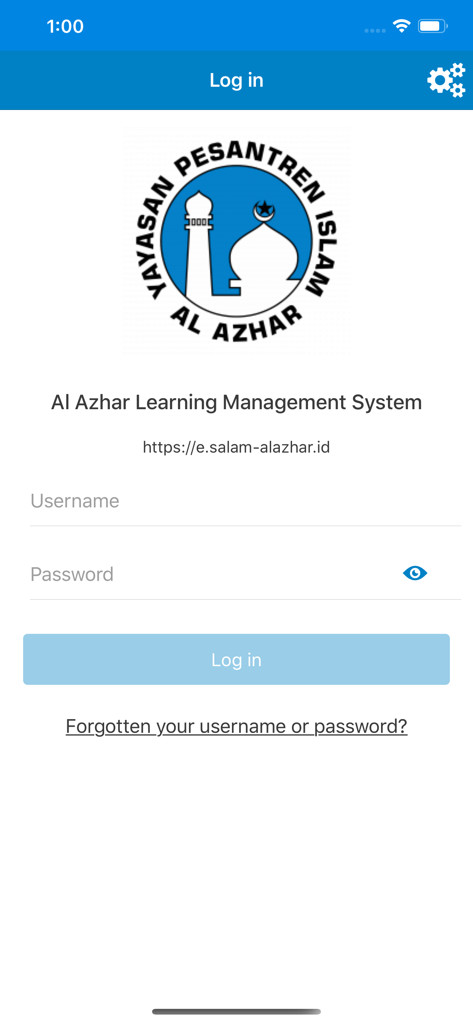 LMS Al Azhar - LMS Al Azhar mobile app login screen with username and password fields