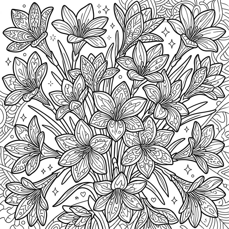 Discover the calming beauty of our Fairy Lilies Zentangle coloring page, where delicate blooms meet intricate designs. Perfect for those seeking a meditative and creatively fulfilling coloring experience.