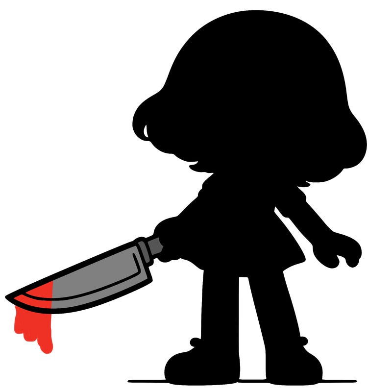 a girl with a knife
