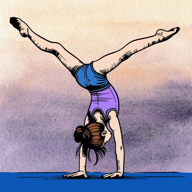 realistic gymnastic hand stand girl in four splits