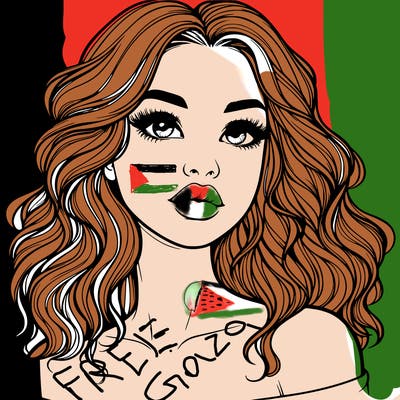 realistic girl with wavy hair and lips