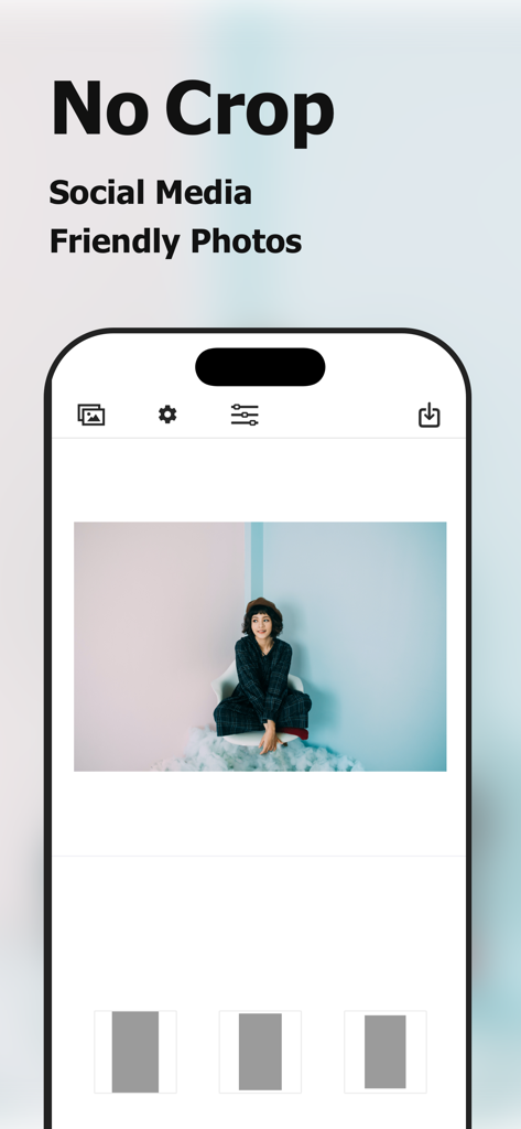 Square Fit Photo: PicFitter - Square Fit Photo app interface for creating social media friendly photos without cropping