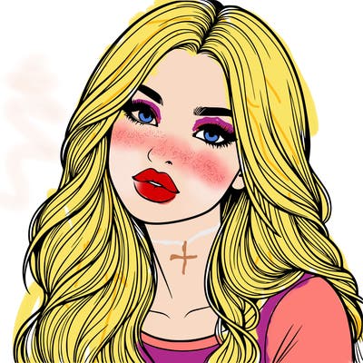 realistic girl with hair on her hair and lips