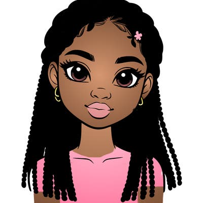 a realistic black girl with braids