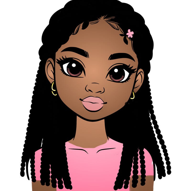 a realistic black girl with braids
