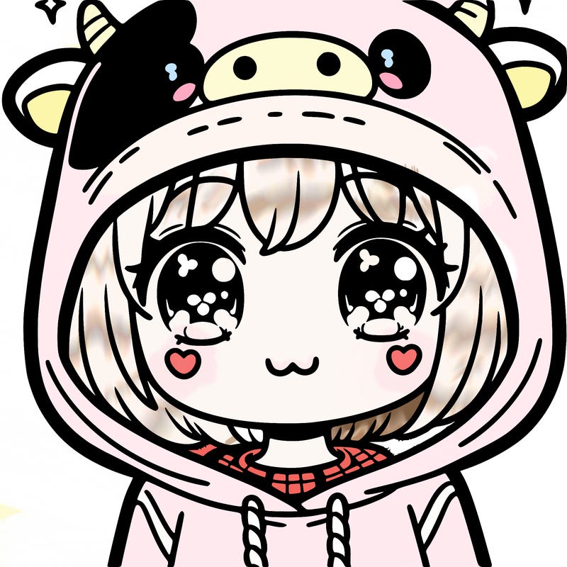 kawaii girl with cow hoodie