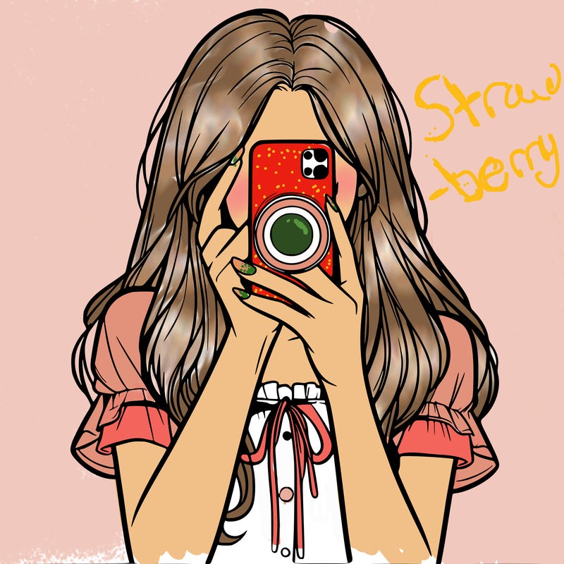 a realistic girl holding her phone taking pictures