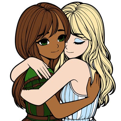 realistic girls hugging