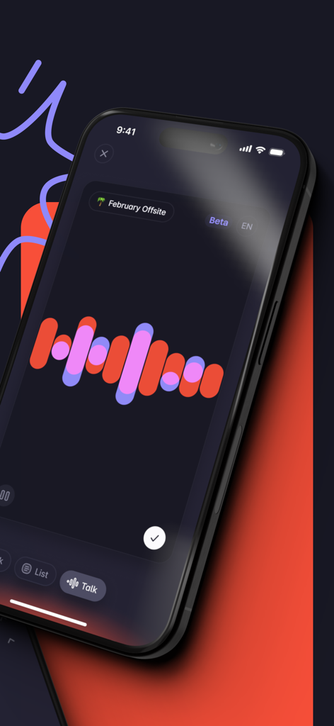 Superlist: To-Do List & Tasks - Superlist app showing AI voice task creation with a colorful audio waveform interface