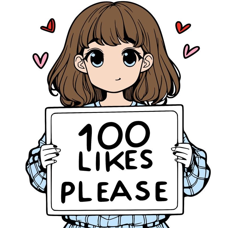 a girl holding a sign saying 100 likes please