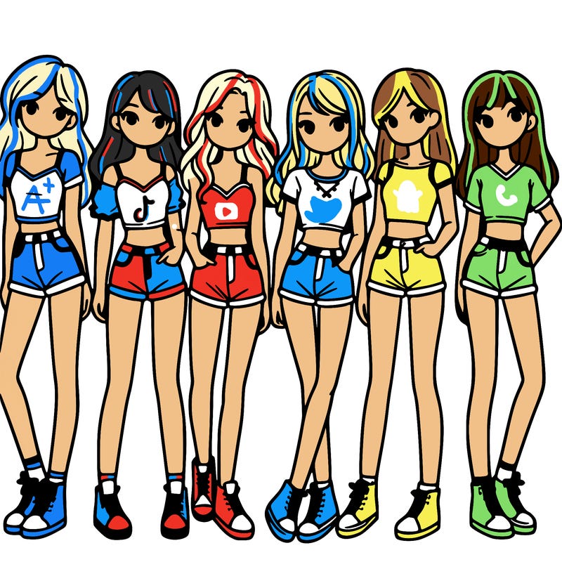 a group of girls wearing crop tops and shorts