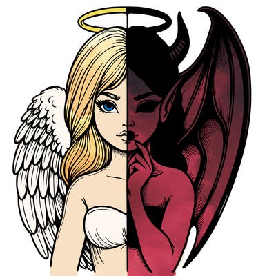 realistic angel half demon